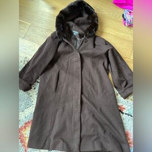 DonnyBrook wool and rabbit hair parka trench coat womens 6p